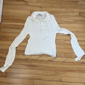 Zara Cream Textured Button-Up Blouse